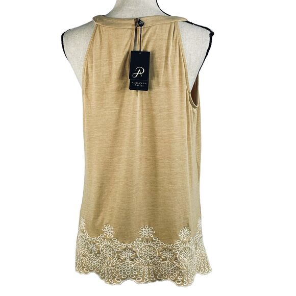 Adrianna Papell Medium Top Sleeveless Floral Embroidered Scalloped Hem Stretch - Picture 4 of 9